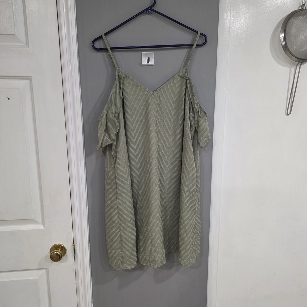 SHEIN Sage Green Chevron Mini Dress